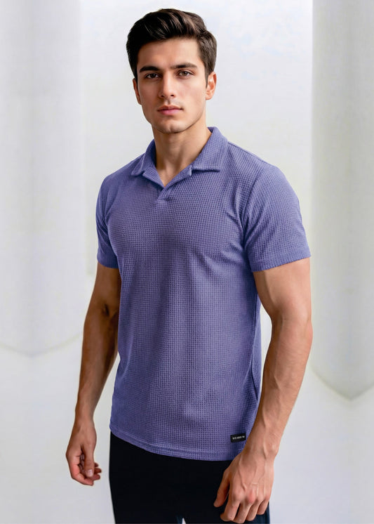 Imported Waffle Weave - Zinc Polo