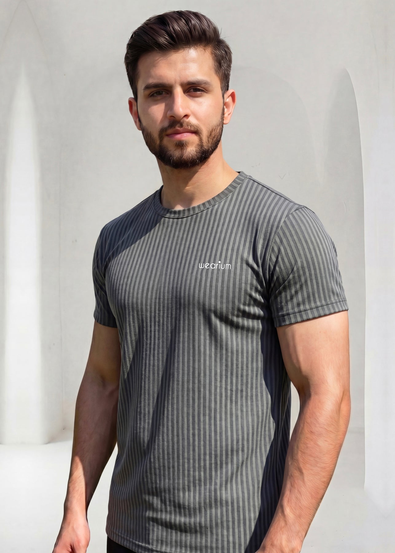 Imported Rib‑Line Stretch - Charcoal Tracksuit