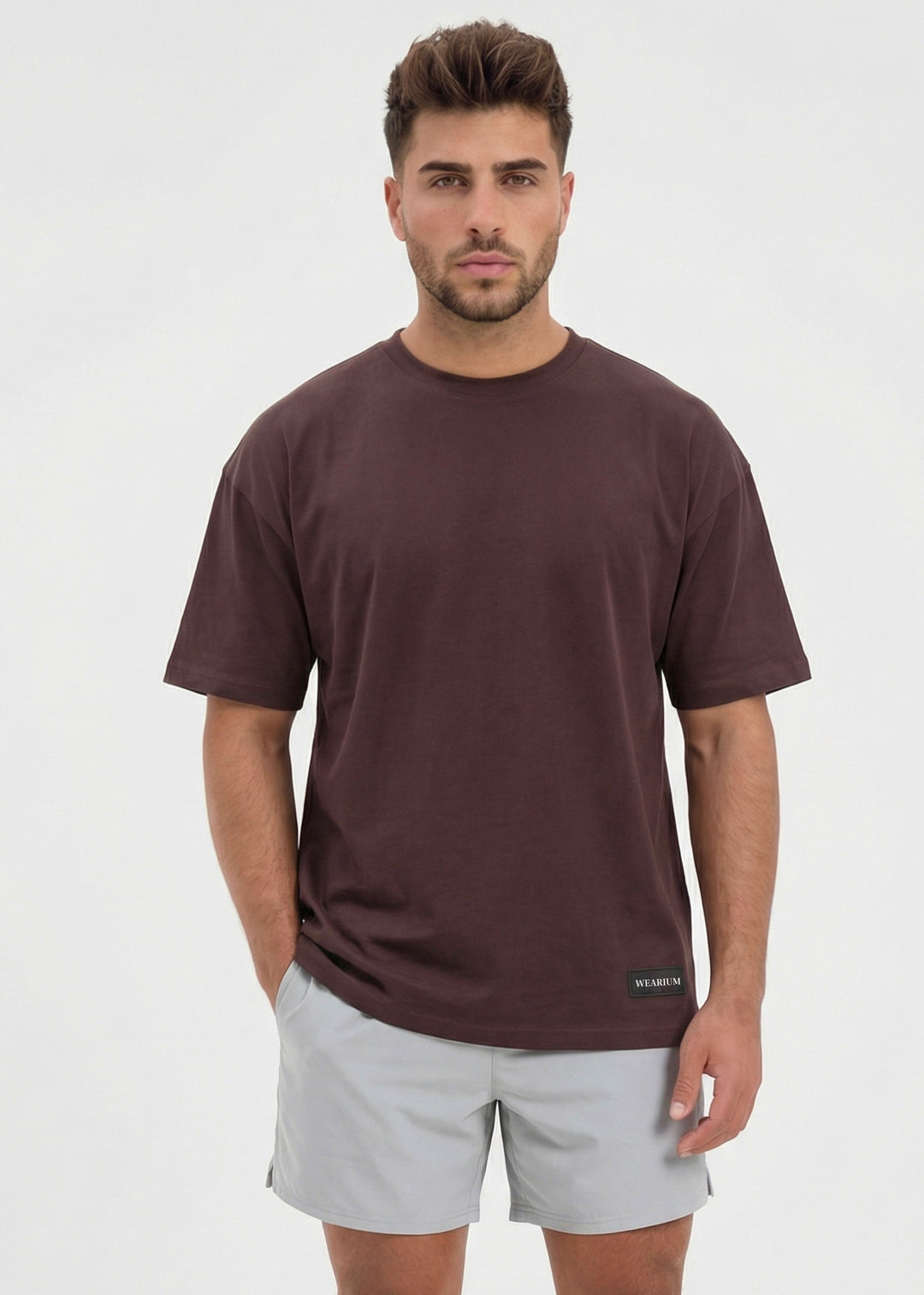 W Prime Oversized Tee - Brown 100% Cotton