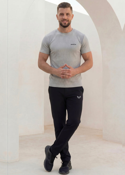 Flex Knitted Rib Tee - Silver Grey