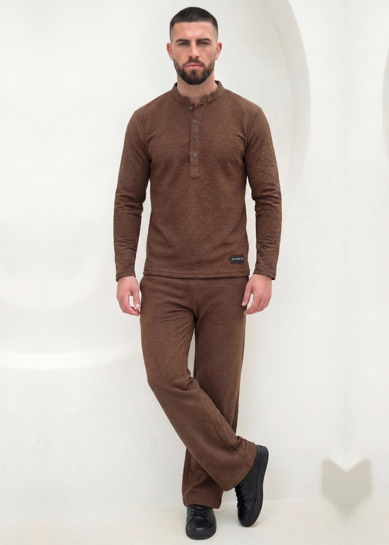 Brown Henley Duo by Wearium