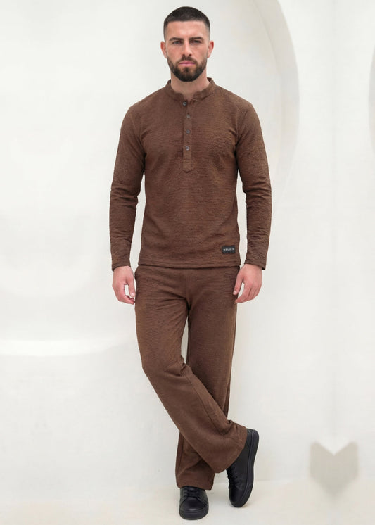 Brown Henley Duo by Wearium