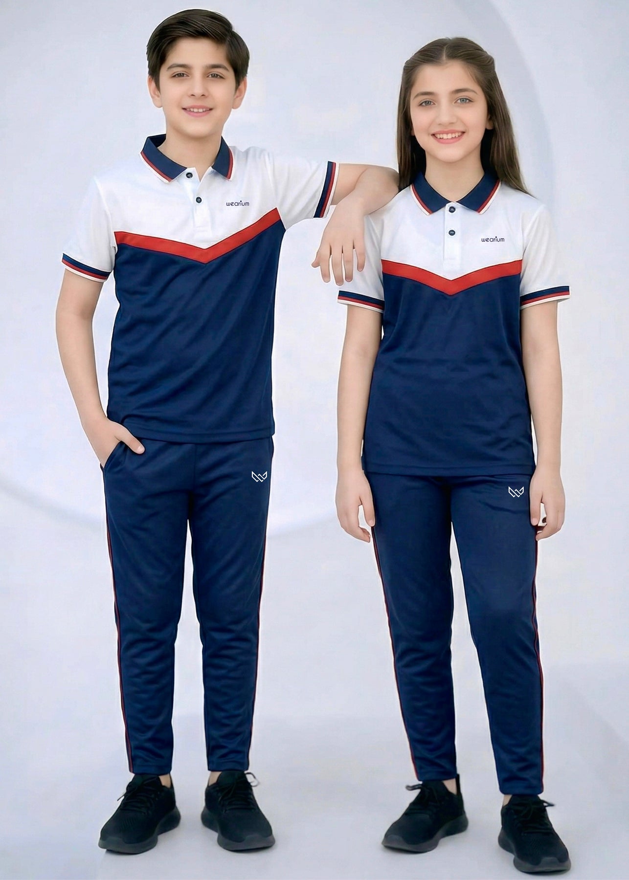 Red Accent Polo - Kids Dri-Fit Tracksuit