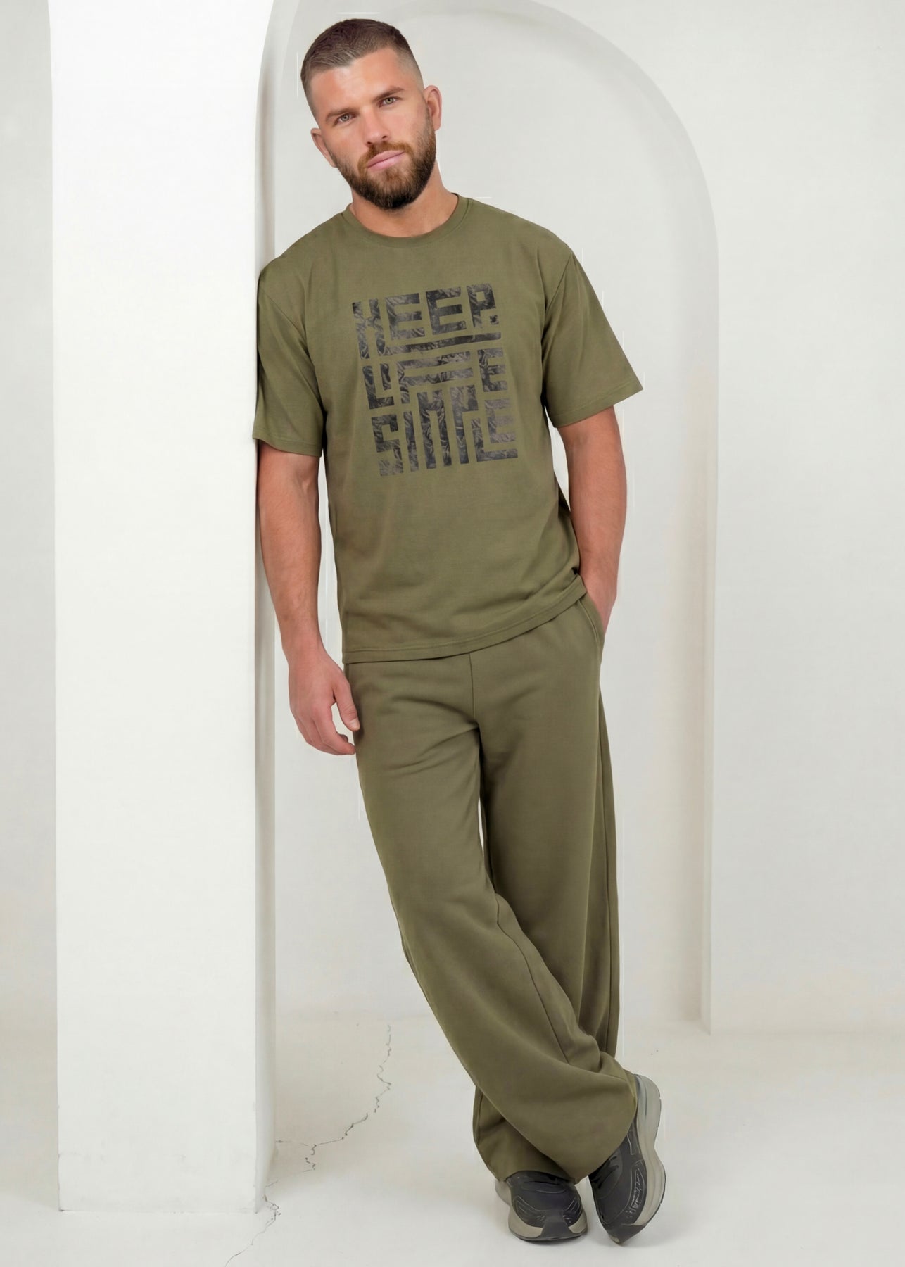 Premium Blockprint Co-ord - Olive Lounge Set