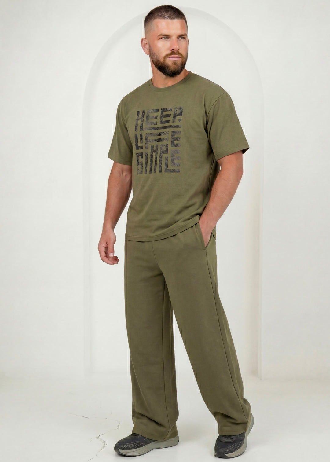 Premium Blockprint Co-ord - Olive Lounge Set