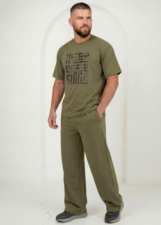 Premium Blockprint Co-ord - Olive Lounge Set