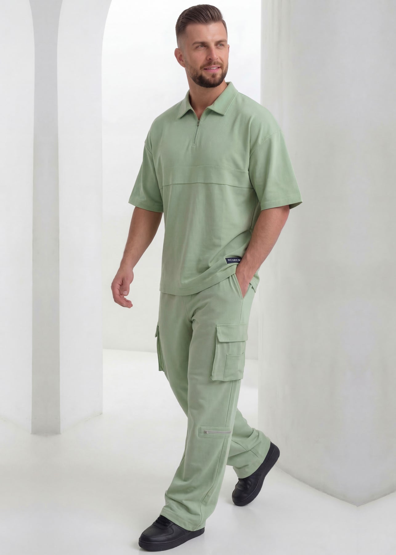 Ridge Cargo Polo Suit - Premium Sage Green
