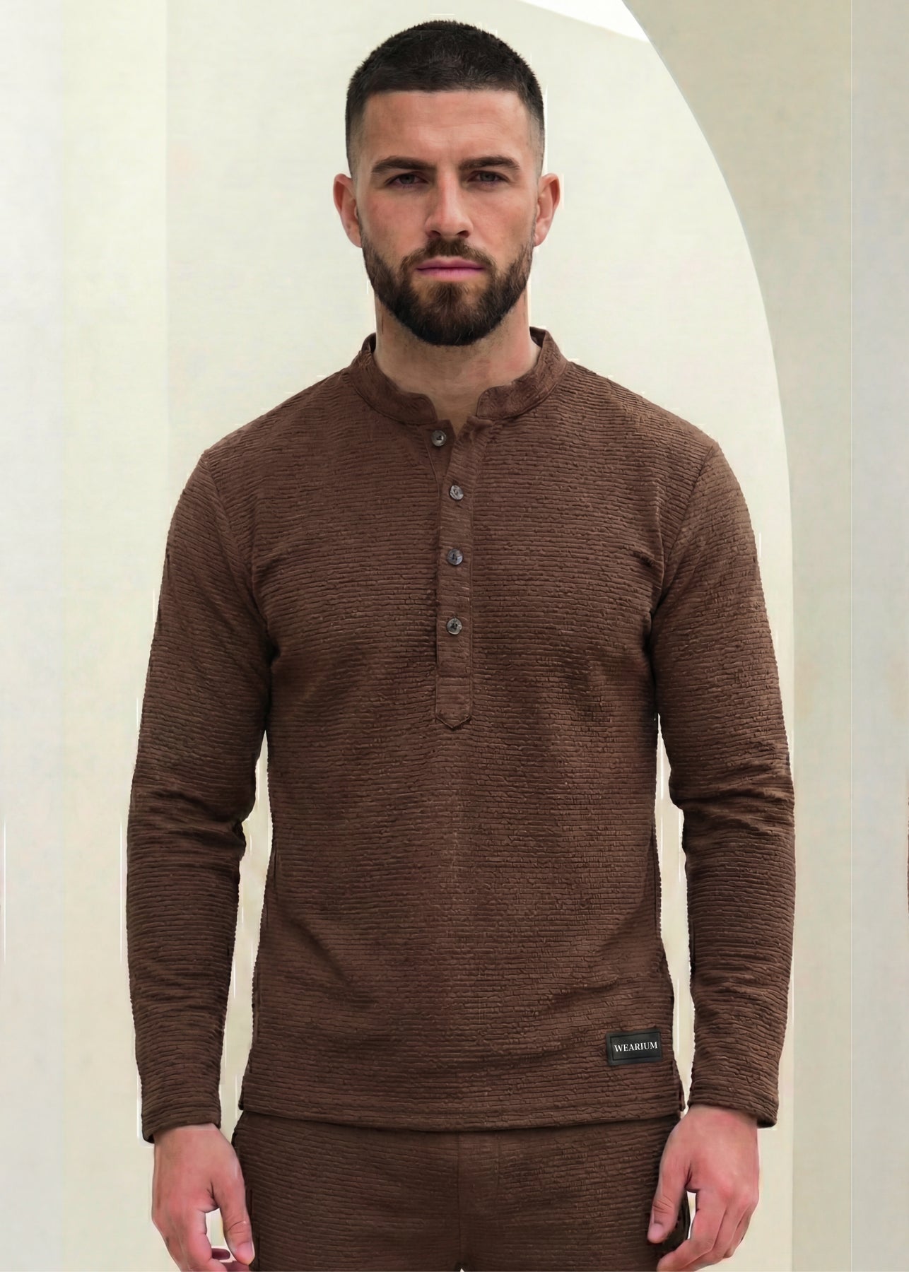 Brown Henley Duo by Wearium